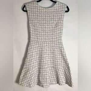 LOFT Petites Black White Textured Fit Flare Dress